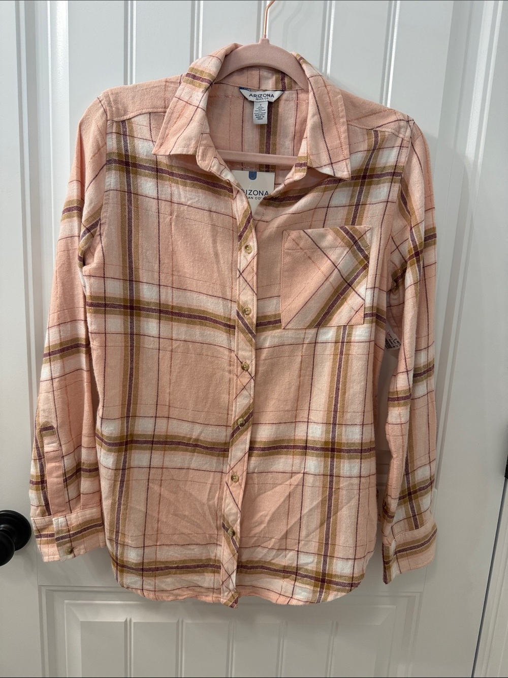 🔴 Arizona Jean Company Pink Plaid Button-Up Shirt Jacket